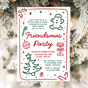 Invitación Mano caprichosa atrae a Navidades Friendsmas Fiest