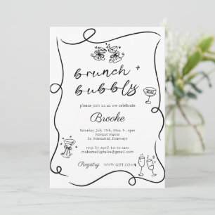 Invitación Mano caprichosa atrajo a la ducha Brunch & Bubbly