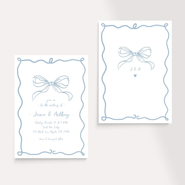 Invitación Mano caprichosa Boda azul francés (Subido por el creador)