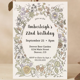 Invitación Mano caprichosa de color de agua floral Fiesta de