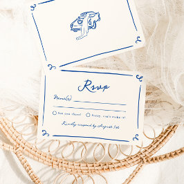 Invitación Mano caprichosa de la boda azul de la marina RSVP