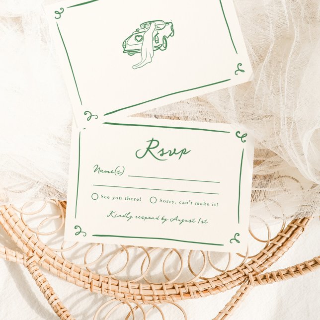 Invitación Mano caprichosa de la boda verde RSVP (Subido por el creador)