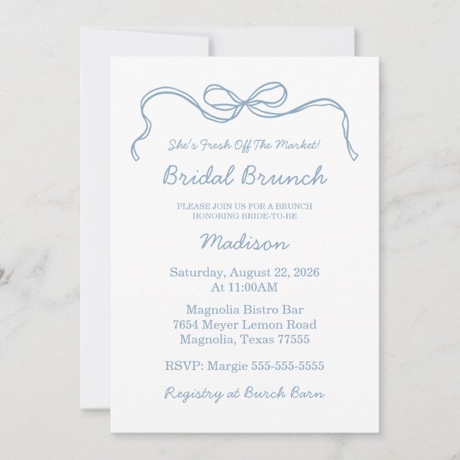 Invitación Mano caprichosa de la ducha azul de novia (Anverso)