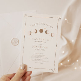 Invitación Mano caprichosa de sol y luna dibujada Boda celest