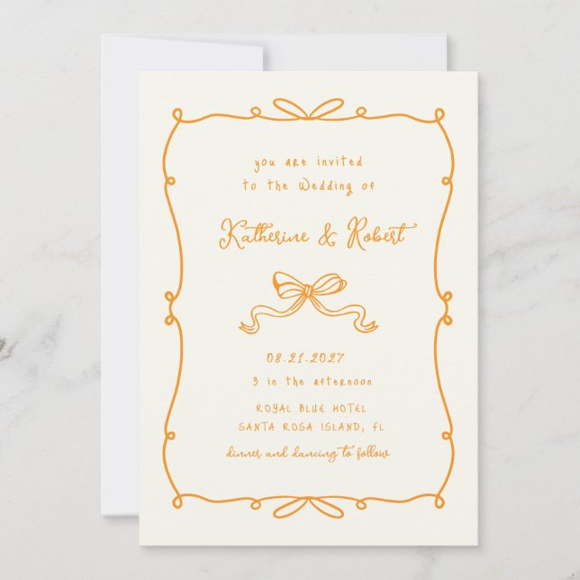 Invitación Mano caprichosa dibuja arcos Boda de presupuesto (Anverso)