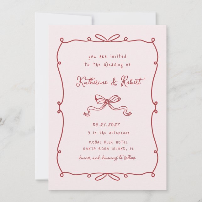 Invitación Mano caprichosa dibuja arcos Boda de presupuesto (Anverso)