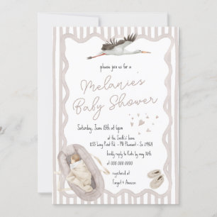 Invitación Mano caprichosa dibuja Baby Shower Neutral Beige