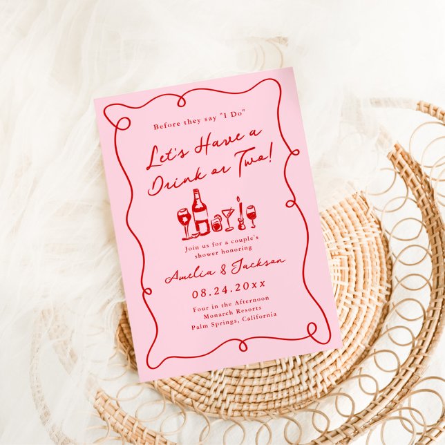 Invitación Mano caprichosa dibuja ducha rosa y roja de la par (Subido por el creador)