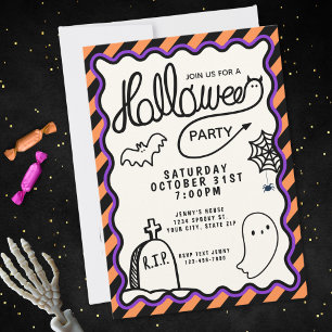 Invitación Mano caprichosa dibuja fiesta de Halloween