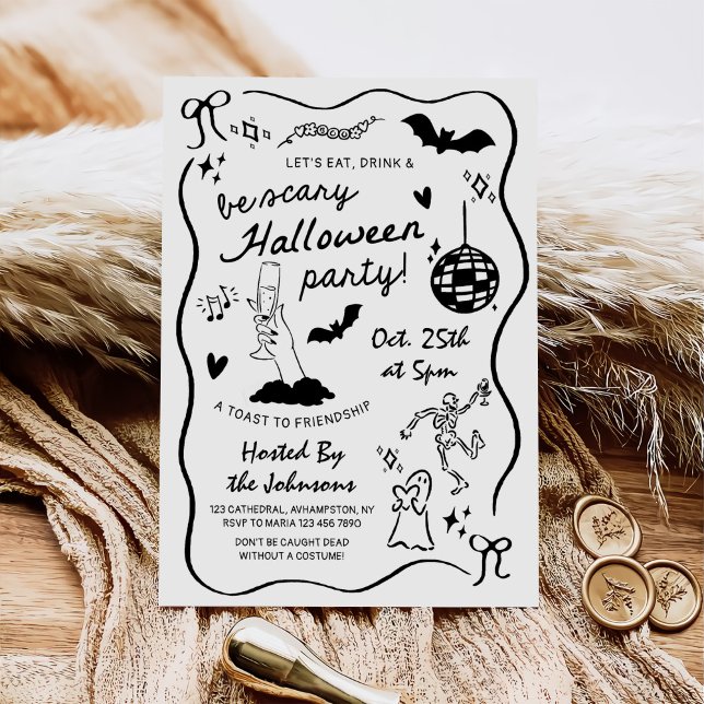 Invitación Mano caprichosa dibuja fiesta de Halloween (Subido por el creador)