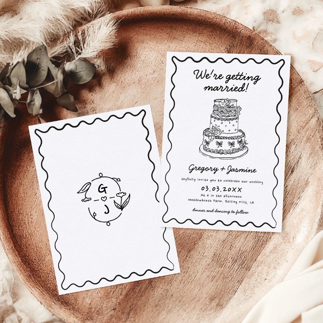Invitación Mano caprichosa dibujada a mano Boda quirky (Subido por el creador)