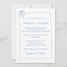 Invitación Mano caprichosa dibujada azul Boda ilustrado