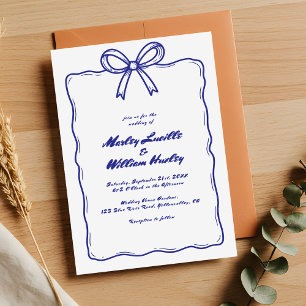 Invitación Mano caprichosa dibujada Boda azul quirky