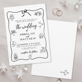 Invitación Mano caprichosa dibujada Boda ilustrado