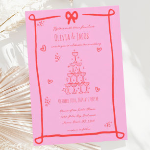 Invitación Mano caprichosa dibujó Boda de Bow Scribble
