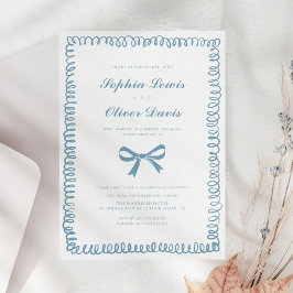 Invitación Mano caprichosa dibujó Boda de Elopement azul fran