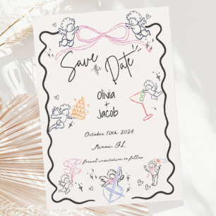 Invitación Mano caprichosa dibujó Boda de escrúpulos cupido