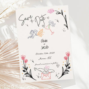 Invitación Mano caprichosa dibujó Boda de escrúpulos cupido