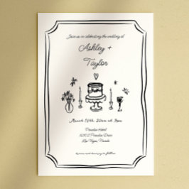 Invitación Mano caprichosa dibujó Boda quirky