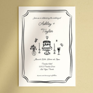 Invitación Mano caprichosa dibujó Boda quirky