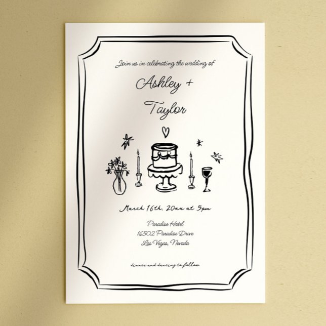Invitación Mano caprichosa dibujó Boda quirky (Subido por el creador)