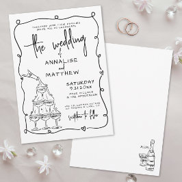 Invitación Mano caprichosa dibujó Boda quirky