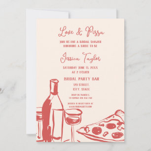 Invitación Mano caprichosa dibujó brunch de novia amor y pizz