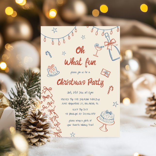 Invitación Mano caprichosa dibujó Oh Qué Fiesta Navidades Div (Subido por el creador)