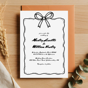 Invitación Mano caprichosa dibujó un Boda blanco y negro quir