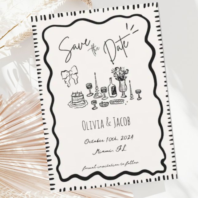 Invitación Mano caprichosa dibujó un Boda ondulado de resquic (Subido por el creador)