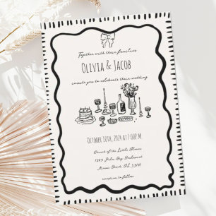 Invitación Mano caprichosa dibujó un Boda ondulado de resquic