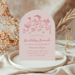 Invitación Mano caprichosa Fiesta de brunch de cumpleaños<br><div class="desc">Esta encantadora invitación al brunch rosa de cumpleaños se basa en la tendencia popular, elaborada a mano, que ofrece comida y bebidas de estilo francés o italiano en un estilo caprichoso, garabato y garabato. Este diseño es ideal para un brunch de cumpleaños o un fiesta de té. Cuenta con ilustraciones...</div>