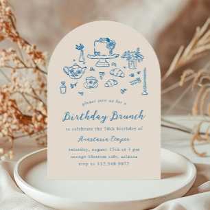 Invitación Mano caprichosa Fiesta de brunch de cumpleaños