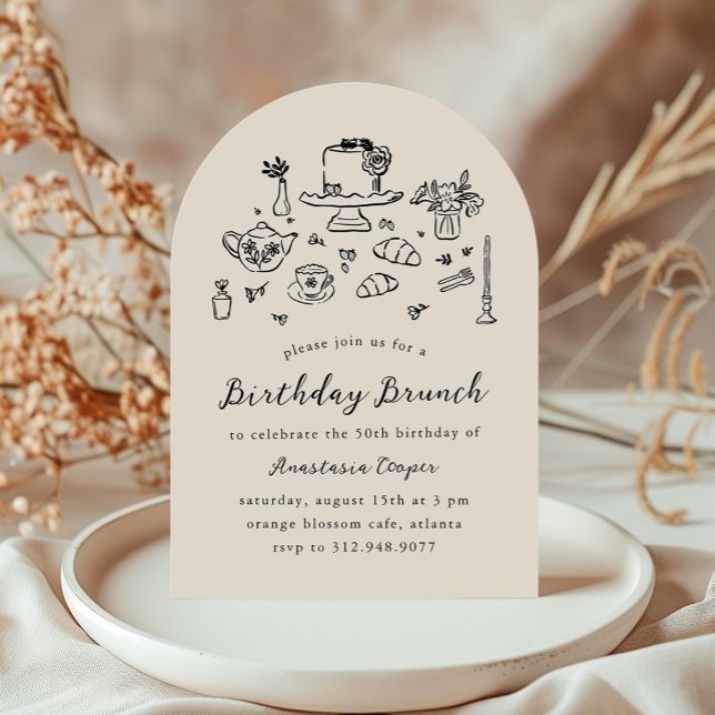 Invitación Mano caprichosa Fiesta de brunch de cumpleaños (Subido por el creador)