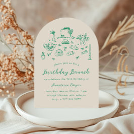 Invitación Mano caprichosa Fiesta de brunch de cumpleaños