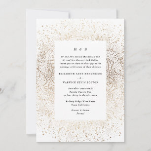 Invitación Mano caprichosa formal dibujada Boda blanco y oro