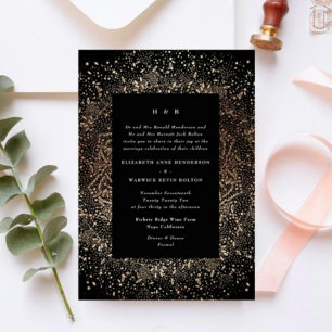Invitación Mano caprichosa formal dibujada de negro y Boda de