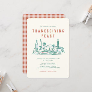 Invitación Mano caprichosa ilustra la cena de Acción de Graci