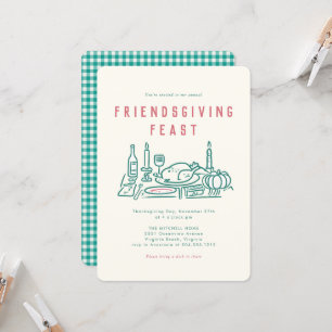Invitación Mano caprichosa Ilustración Amistosa Cena De Cena
