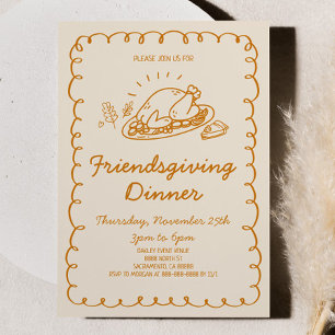 Invitación Mano caprichosa que atrae a la cena amistosa con T