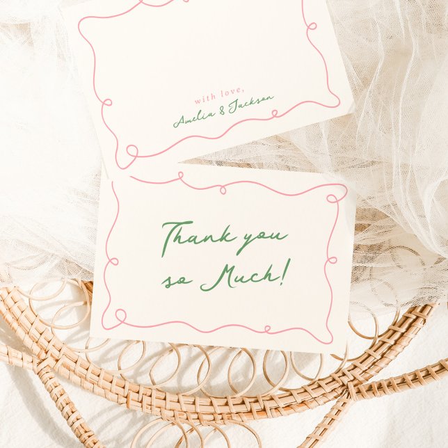 Invitación Mano caprichosa rosa y verde gracias (Subido por el creador)