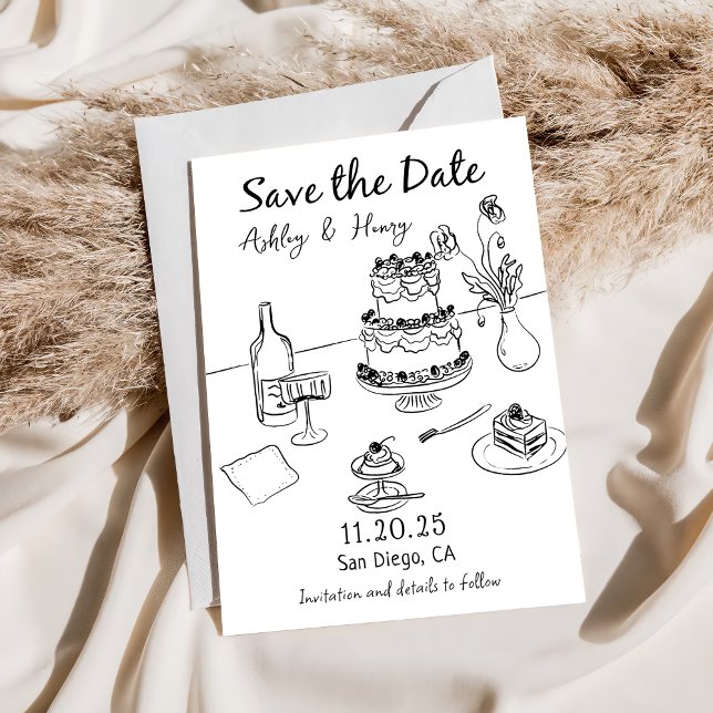 Invitación Mano caprichosa y caprichosa de la boda salva la f (Subido por el creador)