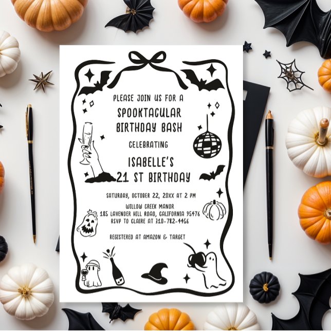 Invitación Mano caprichoso dibujó cumpleaños de Halloween (Subido por el creador)