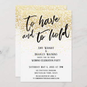 Invitación Mano Casual Tener y Sostener Confetti De Oro