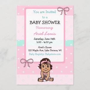 Invitación Mano corta Baby Shower a la bebé hispana