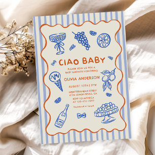Invitación Mano de bebé de Ciao dibuja Baby Shower italiano