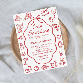 Invitación Mano de Ciao Bambino dibuja Baby Shower de limón i