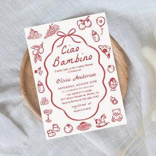 Invitación Mano de Ciao Bambino dibuja Baby Shower de limón i
