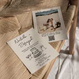 Invitación Mano de código QR dibujada con un Boda de foto de
