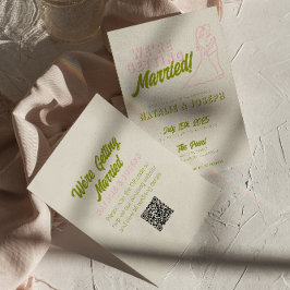 Invitación Mano de código QR dibujada con un colorido Boda re